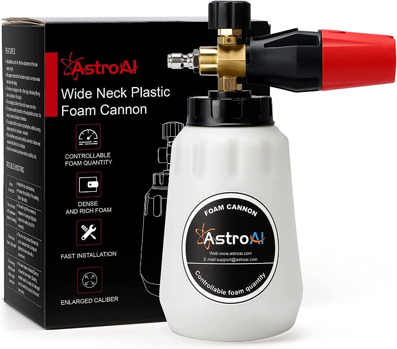 Photo 1 of AstroAI Foam Cannon, Heavy Duty Car Foam Blaster Wide Neck Adjustable Snow Foam Lance and Thick Foam for Pressure Washer with 1/4'' Quick Connector and 1 L Bottle 