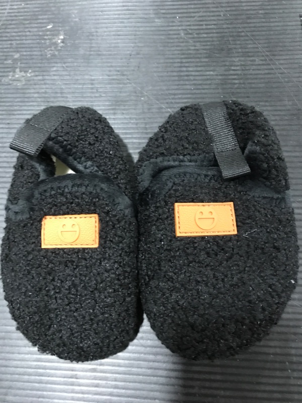 Photo 2 of Barerun Toddler Kids House Warm Shoes Slippers with Memory Foam Slip On Sole Protection Slipper Indoor Outdoor Black 22-23