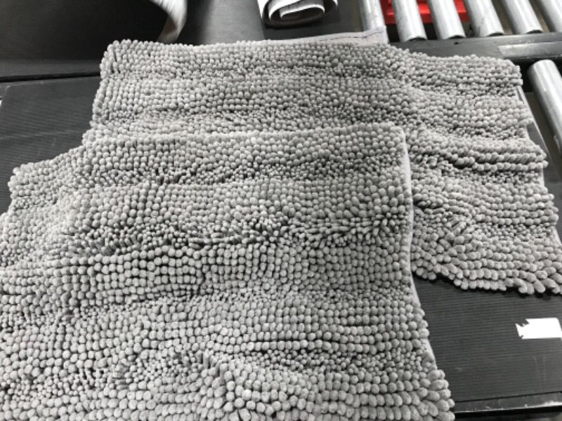 Photo 1 of 2 Piece Bathroom Rugs Bath Mat Set Grey Short and Long 