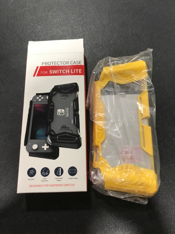 Photo 2 of NEW! Letobee Switch Lite Protective Case for Nintendo,UPGRADED Latest Ergonomic Design Comfortable Grip with 2 Thumb Grip Cap & HD Screen Protector SET Yellow