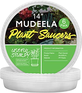 Photo 1 of MUDEELA 6 Pack of 14 inch Plant Saucer, Durable Plastic Plant Trays for Indoors, Clear Plastic Flower Plant Pot Saucer, Made of Thicker, Stronger Plastic, with Taller Design(14" - 6 Pack)
