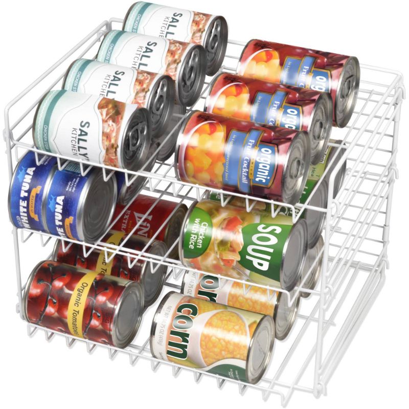 Photo 1 of 3-Tier Can Rack Organizer - White (White)
