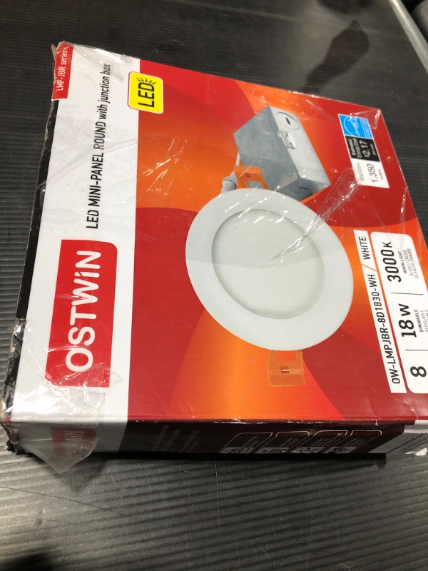 Photo 3 of OSTWIN 8 Inch LED Recessed Lights, 18 Watt 1350 Lm,, IC Rated, Ultra-Thin Canless LED Downlight with Junction Box, 3000K (Warm White), Energy Star, ETL 