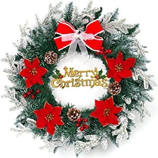 Photo 1 of 24In Christmas Door Wreath for Home Decor,Christmas Wreaths for Front Door,Weatherproof, with Red Bows Artificial Holly Leaves Wreath,Indoor or Outdoor Wreath Christmas Decor by TRIGBOR
