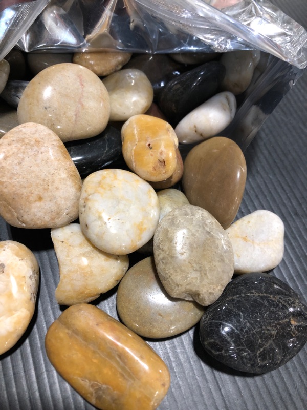 Photo 1 of  Decorative Pebbles for Indoor Plants - 1.2"-2" Natural Mixed Color River Rocks for Landscaping, Fish Tank Rocks, Aquarium Gravel, Vase Fillers, Decorative River Stones and Garden Rocks
