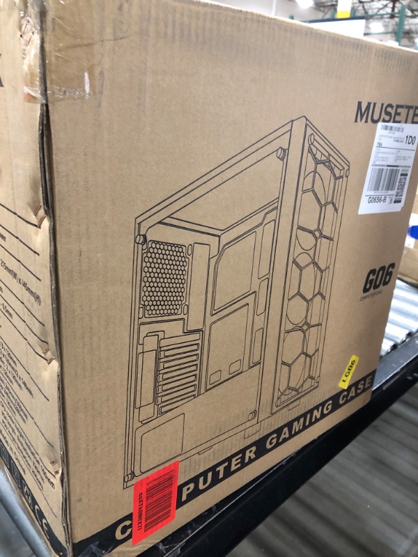 Photo 4 of MUSETEX ATX PC Case Pre-Installed 6Pcs 120mm ARGB Fans, Computer Gaming Case with Tempered Glass Side & Front Panels, Metal Honeycomb Mesh, USB3.0, S6-B S6-B Black