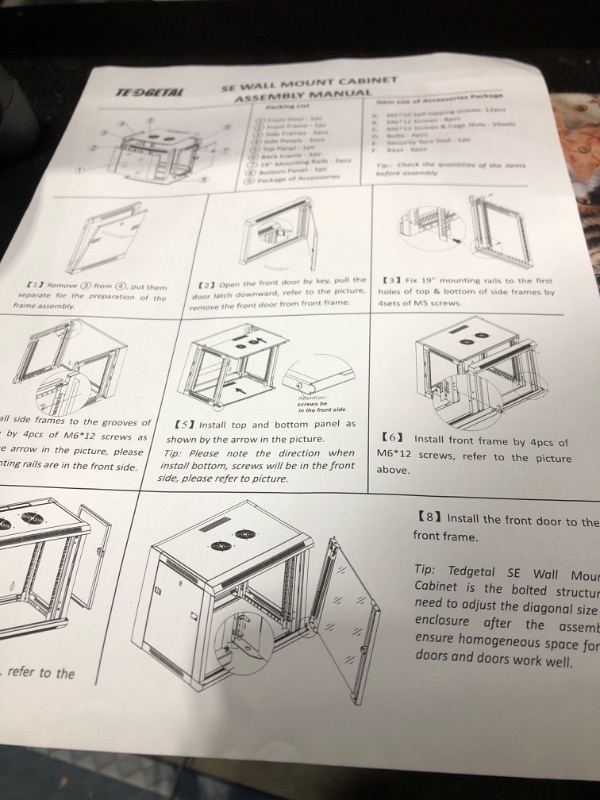 Photo 5 of Tedgetal 9U Wall Mount Server Cabinet Network Rack Enclosure Locking Glass Door