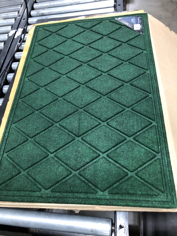 Photo 2 of A1HC Durable All Weather Absorbent Doormat, Dries Quickly, Absorbs Up to 2 Cups of Water, Stain and Fade Resistant, Captures Dirt, Indoor and Outdoor Mats, Boot Scraper, 24x 36 Green Diamond