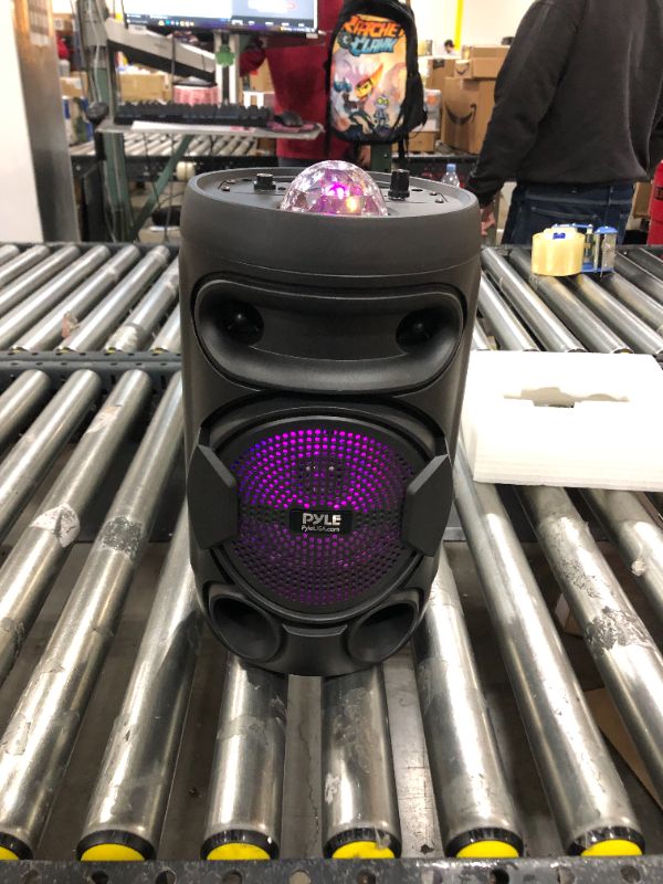 Photo 2 of Portable Bluetooth PA Speaker - 200W 8” Rechargeable Indoor/Outdoor BT Karaoke Audio System - Party Lights, LED Display, FM/AUX/MP3/USB/SD,1/4" in, Carry Handle - Wireless Handheld Mic, Remote Control 200 watts 8"