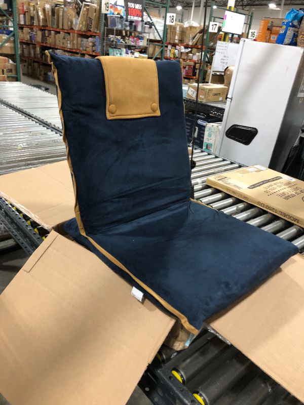Photo 1 of bonVIVO III Floor Chair w/Back Support - Floor Seating for Gaming, Meditation, Classroom and Living Room - Adults and Kids Chairs for Bedroom Lounge - Blue & Beige
