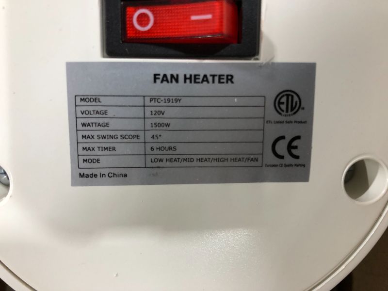 Photo 4 of 1500W Electric Space Heater, Whole Room Tower Space Heater w/Remote, 4 Heat Modes,White
