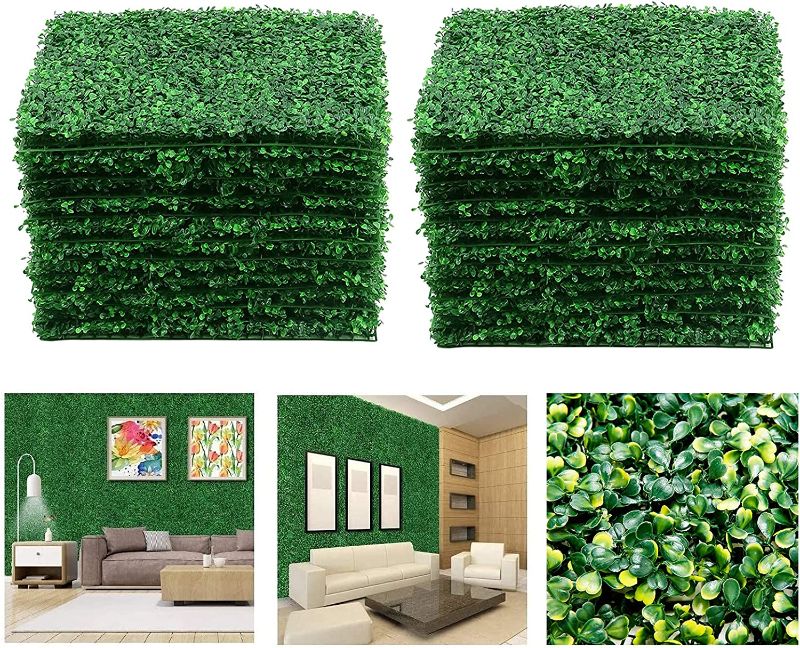 Photo 1 of 24 Pcs Boxwood Panels- 16"x24" Boxwood Hedge Wall Panels, Grass Wall Backdrop for 62 SQ Feet Per Boxwood Hedge Set UV Protected Privacy Hedge Screen Faux Boxwood for Outdoor, Indoor, Fence, Garden
