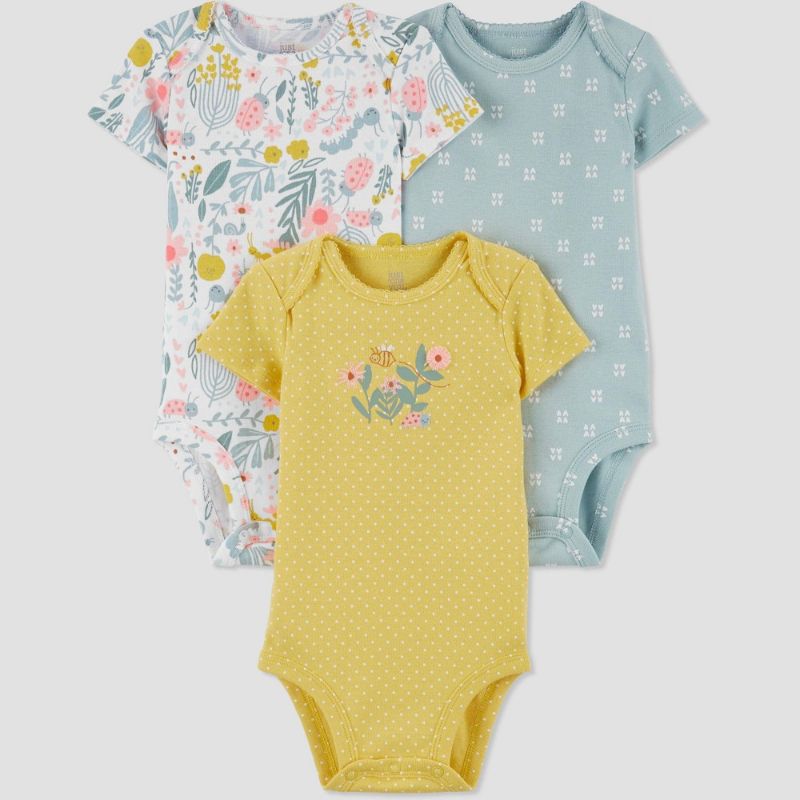 Photo 1 of Baby Girls' 3pk Bee Bodysuit - Just One You® Made by Carter's Yellow/Blue--- size 18m
