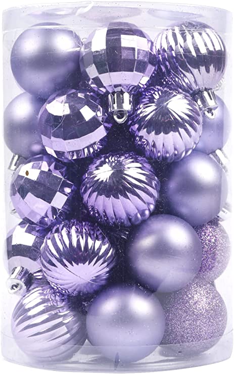 Photo 1 of YYCRAFT 34ct Christmas Ball Ornaments 6CM for Xmas Tree Christmas Decorations Shatterproof Hooks Included (Lavender, M)
