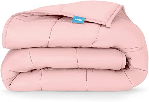 Photo 1 of [Cotton Cooling Weighted Blankets] by Luna - Premium Quality - Breathable All Seasons Weighted Blankets - [Featured on The Today Show] - 100% Oeko-Tex [15lbs - Queen - 60" x 80"] [Pink]
