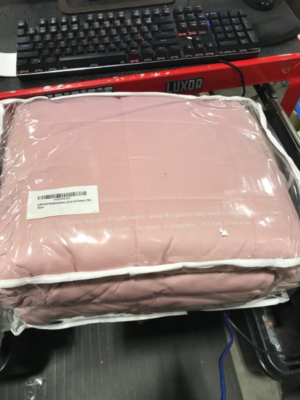 Photo 2 of [Cotton Cooling Weighted Blankets] by Luna - Premium Quality - Breathable All Seasons Weighted Blankets - [Featured on The Today Show] - 100% Oeko-Tex [15lbs - Queen - 60" x 80"] [Pink]
