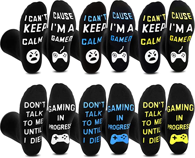 Photo 1 of 6 Pairs Gaming Socks Gaming Do Not Disturb Gamer Unisex Socks for Game Lovers
