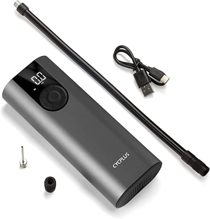 Photo 1 of CYCPLUS A8 Portable Tire Pump Smart Air Inflator Electric Mini Air Compressor with 2*2600mAh Rechargeable Battery and Type-c Port for Car Bicycle Motorcycle and Balls
