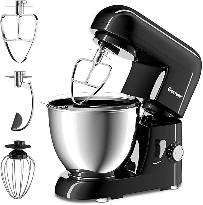 Photo 1 of COSTWAY Stand Mixer 4.3 Quart 6-Speed 120V/550W 3 Attachments Offer Tilt-head Electric Food Mixer w/Stainless Steel Bowl (Painted-Black)
