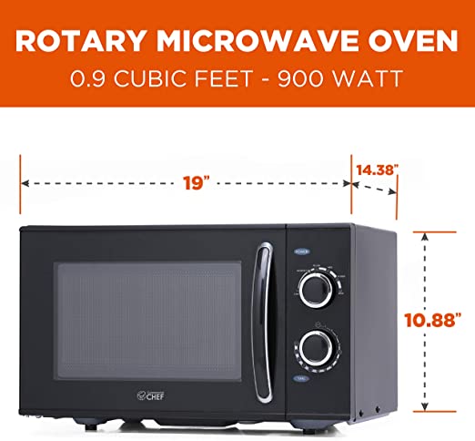 Photo 1 of Commercial Chef CHMH900B6C 0.9 Cubic Foot Countertop Microwave, Compact, Rotary Control, Black