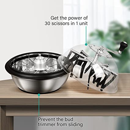 Photo 3 of 19-Inch Leaf Bowl Trimmer Twisted Spin Cut for Plant Bud and Flower with Upgraded Gears, 
Clear Visibility Dome, Sharp Stainless Steel Blades