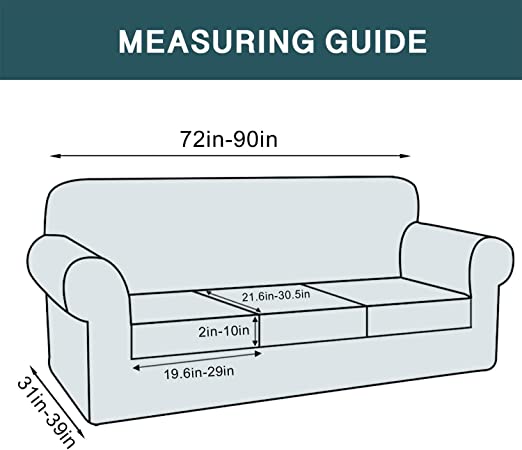 Photo 2 of 4 Piece Sofa Covers Velvet Couch Covers for 3 Cushion Couch Stretch Sofa Slipcover with Individual Seat Cushion Covers Elastic Furniture Protector for Pets, Machine Washable (Sofa, Gray)