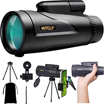 Photo 1 of 12X50 Monocular Telescope, High Power Monocular with Smartphone Holder & Tripod, Waterproof Zoom Telescope, BAK4 Prism Dual Focus for Hunting Bird Watching