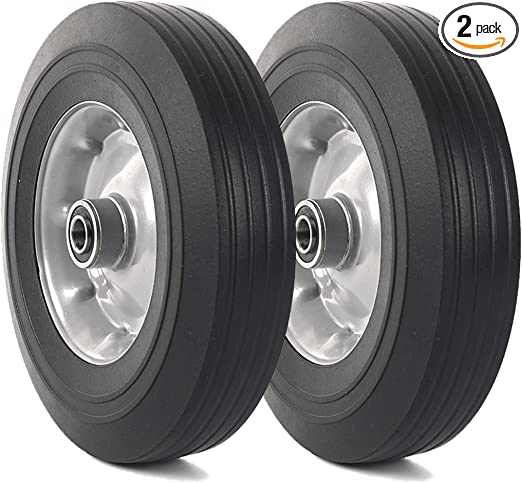 Photo 1 of (2-Pack) AR-PRO 10''x2.5'' Flat Free Solid Rubber Replacement Tires - Flat-Free Tires for Hand Trucks and Wheelbarrows with 10” Tires with 5/8" Axles