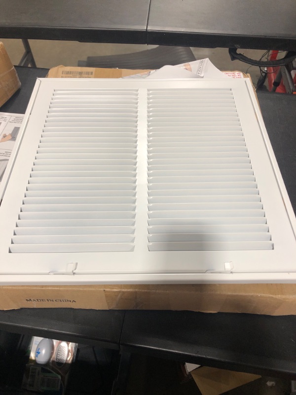 Photo 2 of 14"X14"H [Duct Opening Measurements] Steel Return Air Filter Grille [Removable Door] for 1-inch Filters | Vent Cover Grill, White 