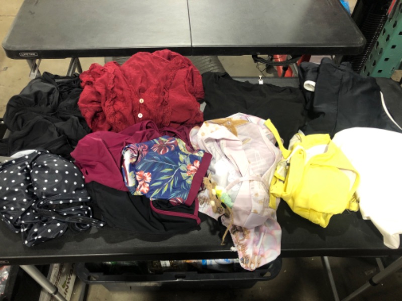 Photo 1 of BAG LOT --- WOMENS CLOTHING, SWIMSUITS, DRESSES, TOPS -- SIZES VARY 