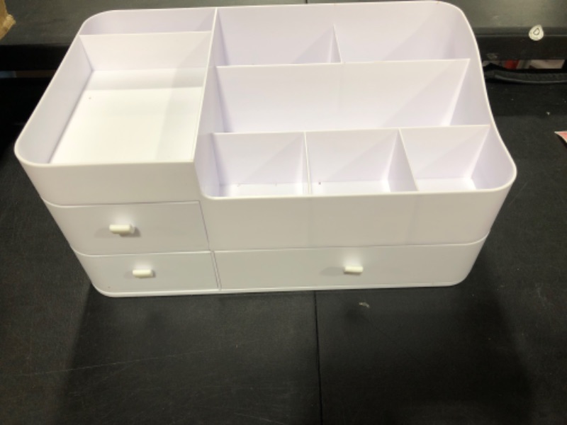 Photo 1 of Office Desk Organizer and Accessaries,Acrylic Desk Organizer with 8 Compartments +3 Drawer(White)