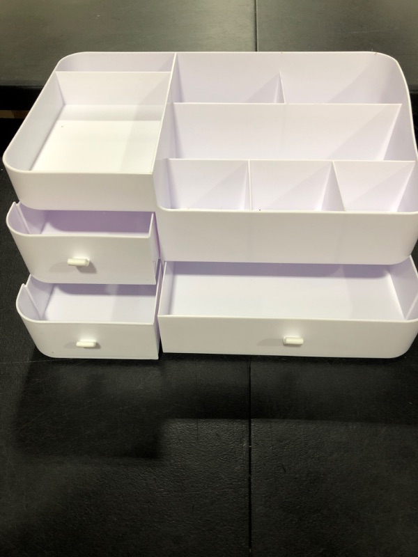 Photo 2 of Office Desk Organizer and Accessaries,Acrylic Desk Organizer with 8 Compartments +3 Drawer(White)