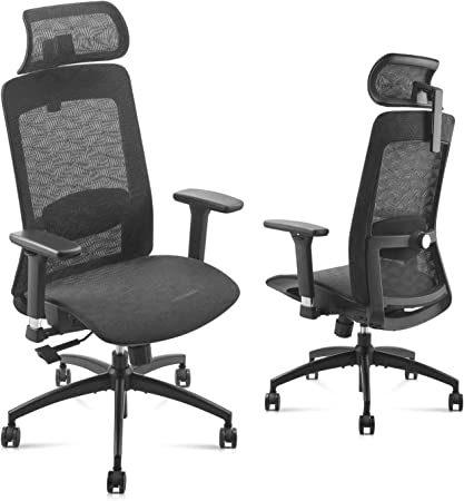 Photo 1 of MUIGELS Ergonomic Mesh Office Chair, Home Office Desk Chairs with High Back, Headrest, Adjustable Armrest, Lumbar Support,Tilt Function, Rolling Swivel Task Chair for Computer Bedroom Conference Room
