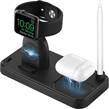 Photo 1 of Apple Watch and Airpods Charging Dock, 3 in 1 Wireless Charger AirPod and Apple Watch Charging Station, Charger Stand for Apple Pencil 1, AirPods Pro 3 2, Apple Watch Series 7/6/SE/5/4/3/2/1, 38-45mm
