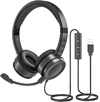 Photo 1 of USB Computer Headset with Microphone for Laptop, UHURU PC Wired Headset with Mic Noise Cancelling Lightweight for Skype Zoom Webinbar Home Office Online Class Call Center
