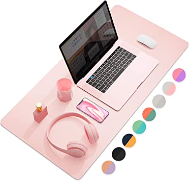 Photo 1 of YSAGi Desk Mat, Mouse Pad,Waterproof Desk Pad,Large Mouse pad for Desk, Leather Desk Pad Large for Keyboard and Mouse,Dual-Sided Mouse Mat for Office (31.5" x 15.7", Aconite Violet+Eosine Pink)
