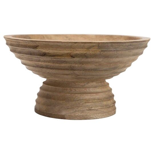 Photo 1 of 10" Ridged Mango Wood Footed Bowl by Hello Honey | Michaels
