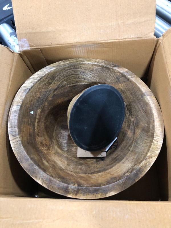 Photo 1 of 10" Ridged Mango Wood Footed Bowl by Hello Honey | Michaels
