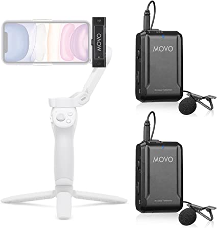 Photo 1 of Movo Edge-DI-Duo Wireless Lavalier for iPhone - Perfect Compact Lav Mic for Smartphone Gimbal Stabilizer - Great for Vlogging, Filming, Teachers, and More - Compatible with DJI Osmo OM 4, 5
