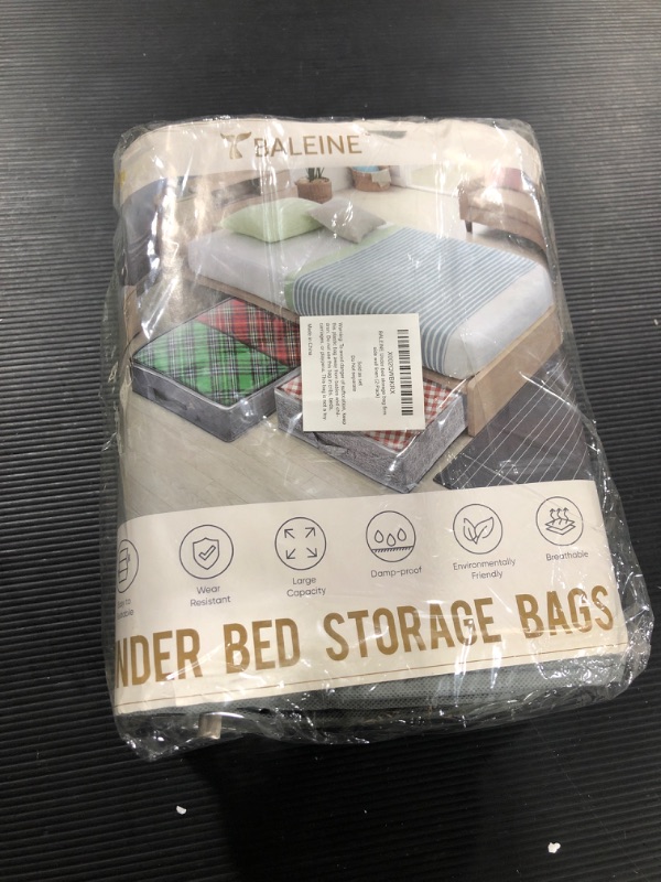 Photo 2 of BALEINE 2 Pack Underbed Storage Bags with Zippers, Clear Top and Reinforced Handles to Organize Clothes, Comforters, Shoes and Gift Wrapping Paper, Linen Fabric, Rigid Sidewall
