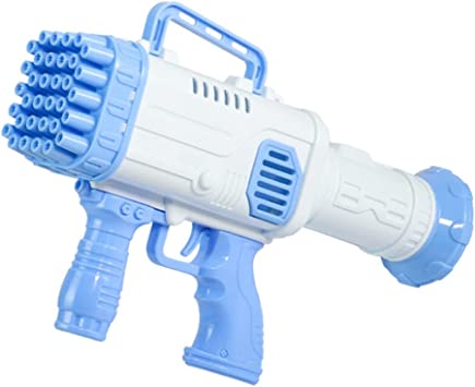 Photo 1 of 34-Hole Bazooka Bubble Gun Machine for Summer, 5000+ Bubbles Per Min | Big Rocket Bubble Maker Blowers for Party, Outdoor Toys for Kids Ages 4-8, Gifts for 3 5 6 7 Year Old Boys Girls (Blue)
