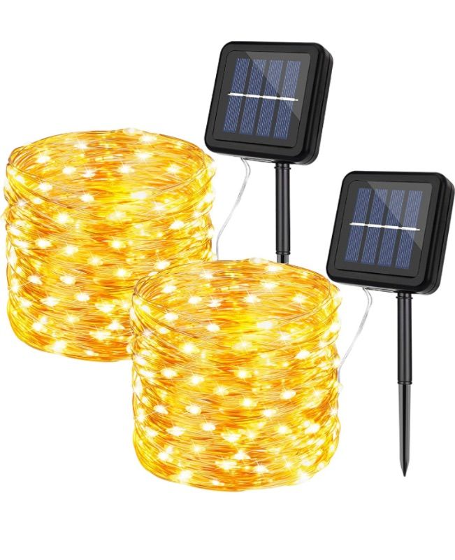 Photo 1 of  Solar String Lights Outdoor,2 Pack Waterproof Solar Fairy Lights 36FT 100LED