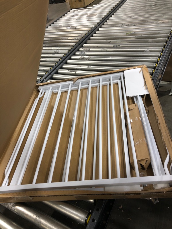 Photo 1 of BalanceFrom Easy Walk-Thru Safety Gate for Doorways and Stairways with Auto-Close/Hold-Open Features, Multiple Sizes, White 57.5 - 62.2 inch, Cool White
