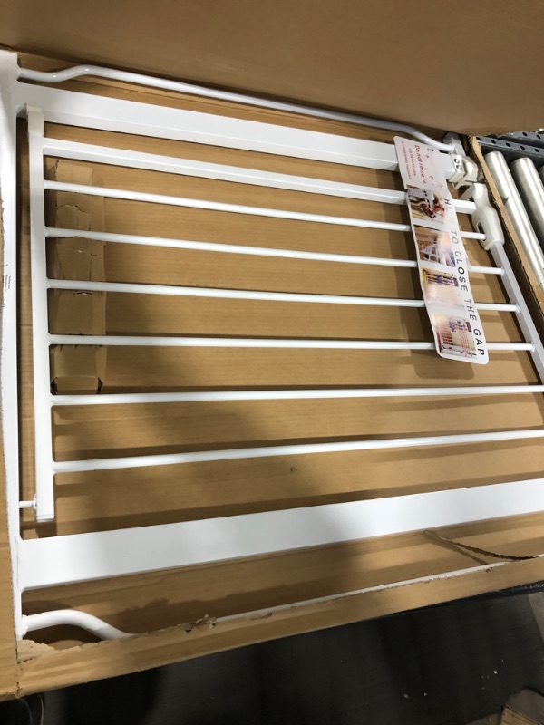 Photo 1 of BalanceFrom Easy Walk-Thru Safety Gate for Doorways and Stairways with Auto-Close/Hold-Open Features, Multiple Sizes, White 30-inch Tall, No Caps Fits 29.1 - 33.8" Wide