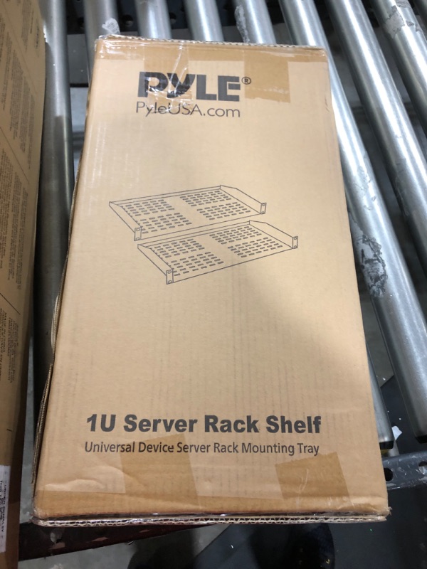 Photo 3 of 2-Pc 1U Server Rack Shelf, Vented Shelves For Good Air Circulation, Cantilever Mount, Wall Mount Rack, Universal Device, Cabinet Shelf, Computer Case Mounting Tray, Black-Pyle PLRSTN14UX2