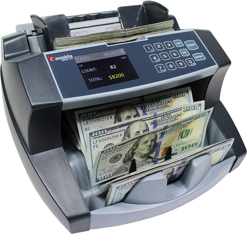 Photo 1 of Cassida 6600 Business Grade Money Counting Machine with Ultraviolet (UV) Counterfeit Detection, LCD Display, Multi-Color (6600 Counterfeit Detection) 