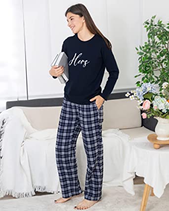 Photo 1 of AW BRIDAL 2-Piece Matching Pajamas, Hers Pajamas Sets Lightweight 100% Cotton Pajamas for Women Size L 