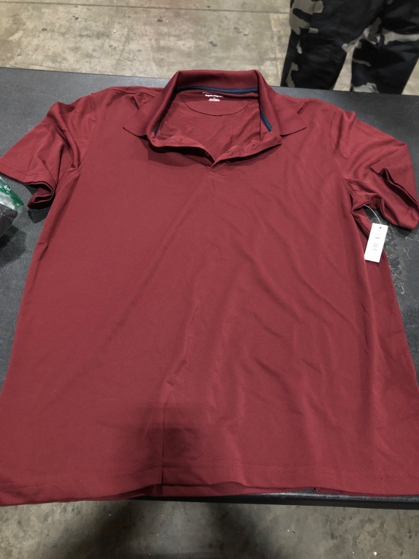 Photo 2 of Amazon Essentials Men's Regular-Fit Quick-Dry Golf Polo Shirt Polyester Burgundy Medium 