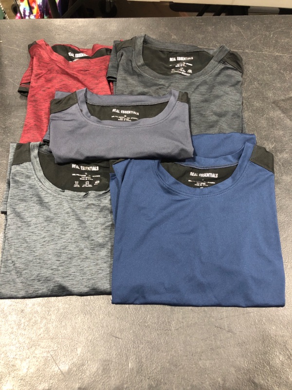 Photo 2 of 5 Pack: Men’s Dry-Fit Moisture Wicking Active Athletic Performance Crew T-Shirt, Size: Small