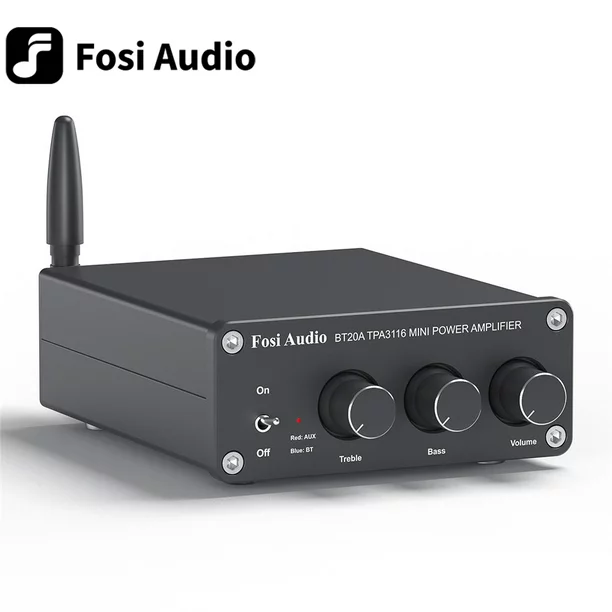 Photo 1 of Fosi Audio BT20A Bluetooth 5.0 Stereo Audio 2 Channel Amplifier Receiver Mini Hi-Fi Class D Integrated Amp 2.0 CH for Home Speakers 100W x 2 with Bass and Treble Control TPA3116 (with Power Supply)
